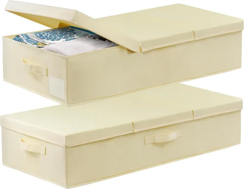 Miniatura 21 de Contenedor de almacenamiento para debajo de la cama, paquete de 3 bolsas de almacenamiento debajo de la cama con tapa, organizador de almacenamiento