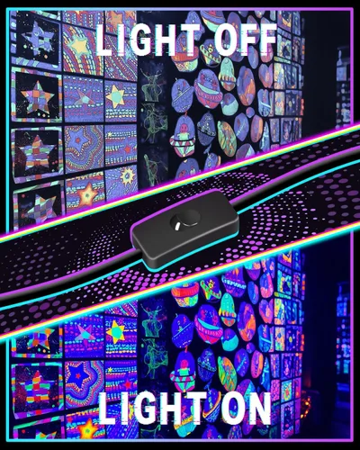 Miniatura 3 de Barra de Luz Negra de 40W, Luz Negra LED con Cable de 6 Pies e Interruptor, Luces Negras para Fiesta Fluorescente, Halloween, Cumpleaños, Pintura