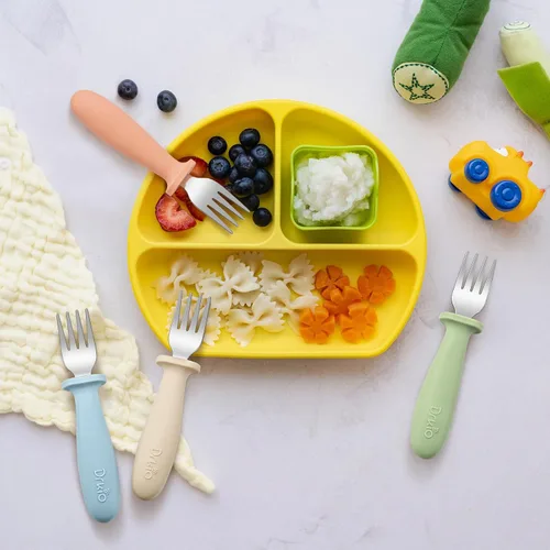 Miniatura 7 de DRKIO Juego de 8 Tenedores para Niños Pequeños - Tenedores para Bebé con Mango de Silicona, Seguros para Niños, Acero Inoxidable 18/8, Juego