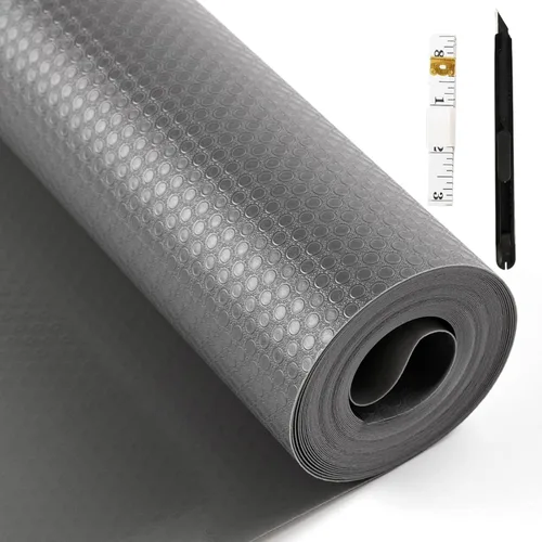 Miniatura 14 de Revestimientos negros para estantes de armarios de cocina, alfombrilla para cajones no adhesiva, revestimientos para refrigerador, manteles