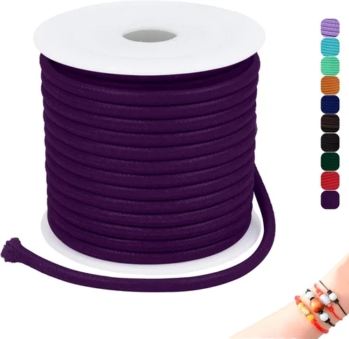 Miniatura 31 de CAMAL Cuerda de cera de 0.069 pulgadas para hacer pulseras, hilo encerado de 23 yardas para joyería y pulsera, cordón encerado para manualidades