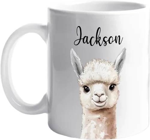 Tazas de café de alpaca personalizadas elige nombre, regalos para hombres, mujeres, amantes de las alpacas, taza de café personalizada con acento de