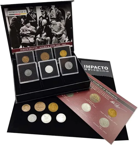 Miniatura 10 de Moneda Mundial de la Segunda Guerra Mundial - 6 monedas utilizadas durante la Segunda Guerra Mundial por los alemanes en los territorios que