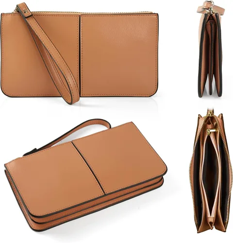 Miniatura 6 de Befen - Bolso clutch de mano de cuero con correa para teléfono celular, organizador de tarjetas