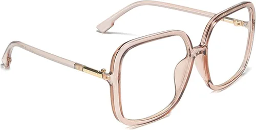 Miniatura 3 de Lentes de lectura cuadrados retro para mujer, con bloqueo de luz azul, marcos de anteojos de gran tamaño, lentes grandes (té, 1.50, x)