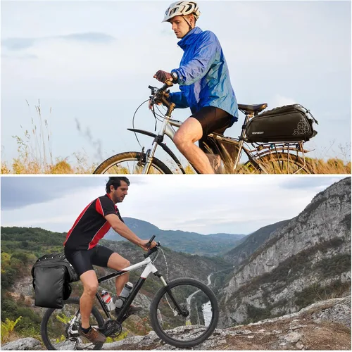 Miniatura 7 de Bolsa Trasera para Bicicleta, Bolsa de Maletero de Bicicleta de 20L PVC Impermeable para Bicicletas de Carretera y de Montaña, Bolsa Multifuncional