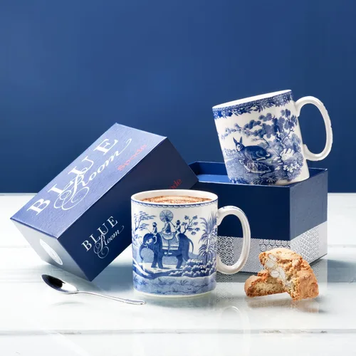 Miniatura 2 de Taza de porcelana Spode Blue Room de 16 onzas, Fábula de Esopo - Ilustración histórica intrincada, Vajilla apta para lavavajillas y microondas