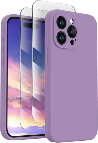 FireNova Funda diseñada para iPhone 15 Pro, funda de teléfono de silicona mejorada [protección de cámara] con [2 protectores de pantalla], forro