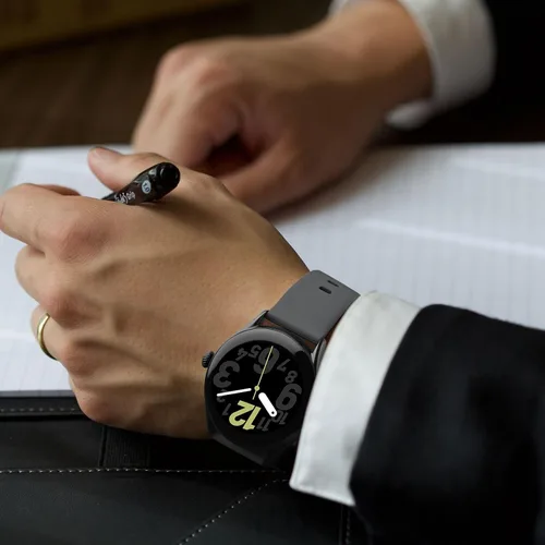 Miniatura 100 de BISONSTRAP Correas de reloj de silicona, correas de reloj delgadas con liberación rápida, 0.787 in, negro con hebilla negra