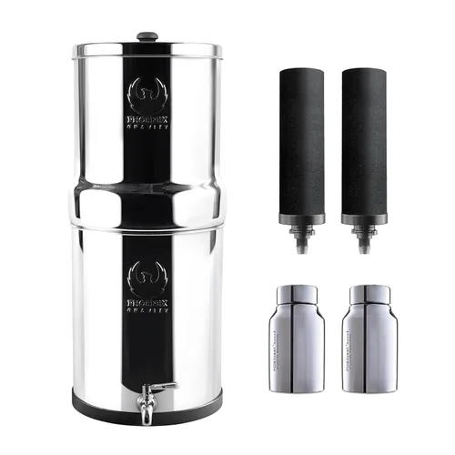 Miniatura 11 de 1.5 G Filtro de agua por gravedad Certificado NSF Filtro de agua para encimera de acero inoxidable AISI 304 2 filtros de carbón Válvula