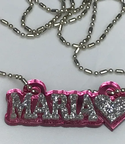 Miniatura 9 de MIRROR MANIA Collar con nombre personalizado con placa de nombre, aspecto de diamante, hecho a pedido, deslumbrante e impresionante, Acrílico