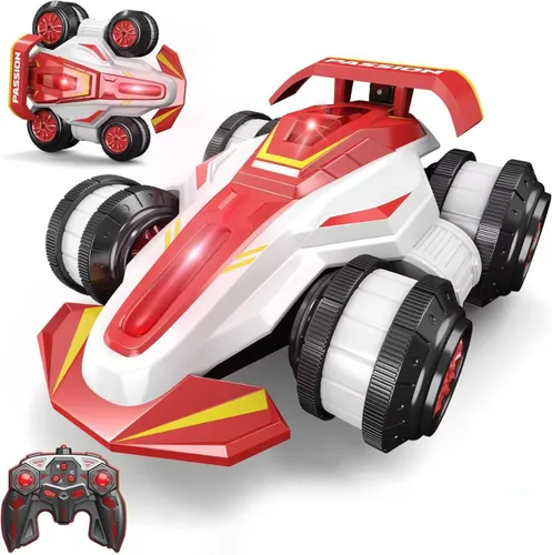 Miniatura 10 de LOOZIX Coche de control remoto mejorado 360° Spins RC Car 2 en 1 antigravedad RC Racer Wheelie Drift Stunt Car con luces y música, regalos