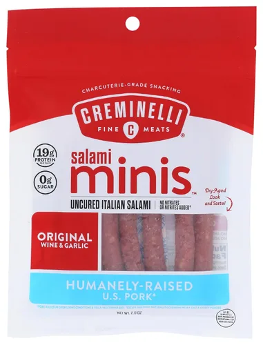 Miniatura 21 de Creminelli - Colaciones pequeñas de salami original con fabricación a conciencia en los Estados Unidos Es amigable con cerdo, keto y paleo. Cuenta