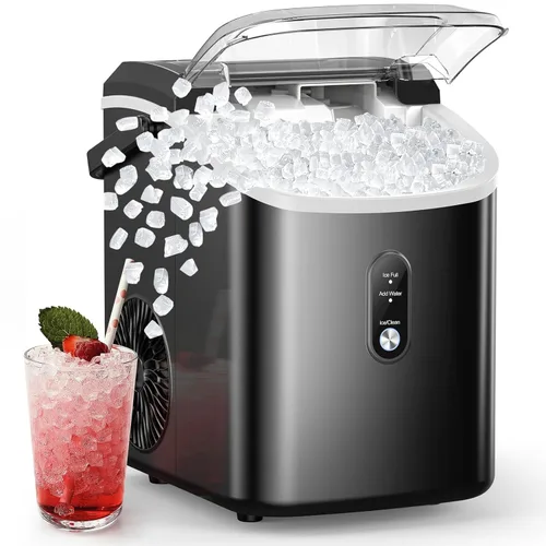COWSAR - Máquina de hielo para encimera de pepitas, máquina de hielo de guijarro con hielo masticable suave, 34 libras/24 horas, autolimpieza,