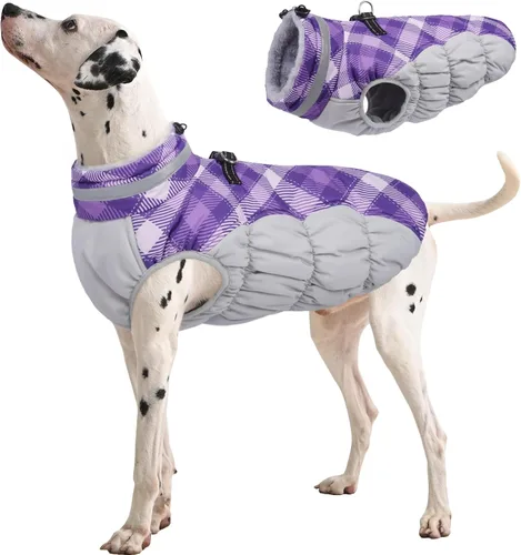Miniatura 56 de FUAMEY - Chaqueta de invierno para perro, chaleco acolchado con arnés, ropa cálida para mascotas, abrigo con cremallera, impermeable, para perros