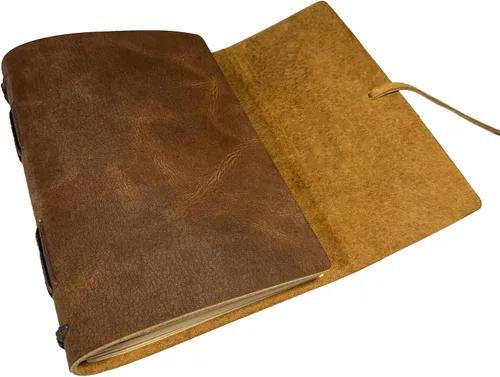 Miniatura 5 de Cuaderno de diario marrón – El mejor diario de cuero genuino fresco para escritores, tamaño A5, 6.2 x 8.5 pulgadas, bloc de notas para hombres