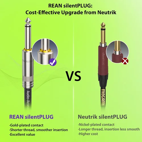 Miniatura 2 de AA AUDIO ACCESSORY Cable de Guitarra Silenciosa 6.6 pies, Neutrik REAN silentPLUG, Nylon Trenzado Reforzado con Kevlar Anti-Enredos, Silenciamiento
