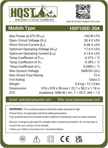 Miniatura 8 de HQST Panel solar monocristalino de 100 vatios y 12 V con conectores solares, módulo de alta eficiencia de energía fotovoltaica para carga