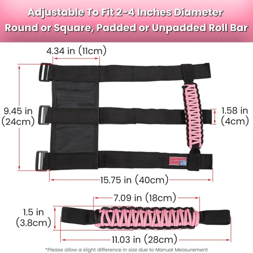 Miniatura 6 de 4 asas de agarre de barra antivuelco para Jeep Wrangler JK JKU JL JLU TJ YJ Sport Sahara Freedom Rubicon Unlimited Gladiator JT 1955-2023 UTV ATV