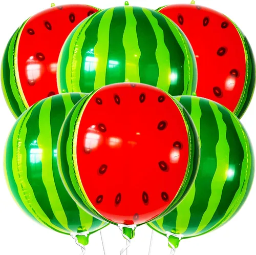 KatchOn, Globos de sandía enormes para decoraciones de fiesta de sandía, 22 pulgadas, paquete de 6, globos de frutas para decoraciones de fiesta de