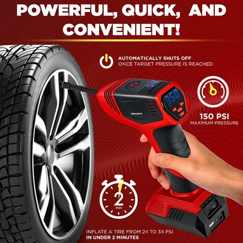 Miniatura 2 de Bullseye Pro Max Deluxe Inflador de Neumáticos Portátil Compresor de Aire, Bomba de Aire Portátil para Neumáticos de Carro, Inflador de Neumáticos