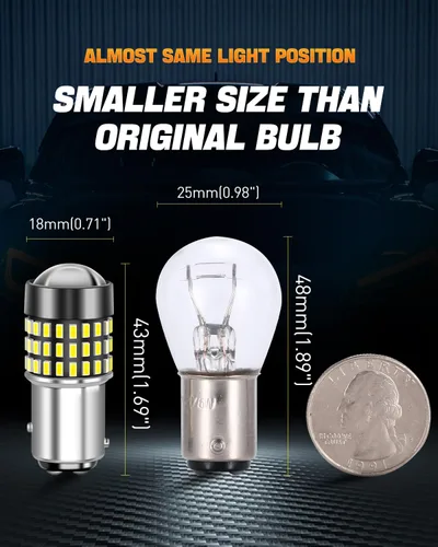 Miniatura 27 de 1156 Bombillas LED Ámbar Amarilla Luz de Señal de Giro 400% de Brillo 1141 1003 7506 Bombillas LED P21W Usadas para Luces Intermitentes Luz Trasera