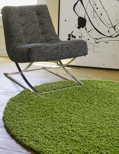 Miniatura 3 de Unique Loom Colección Solid Shag - Alfombra de área (1.60 m de diámetro, redonda, color verde hierba)