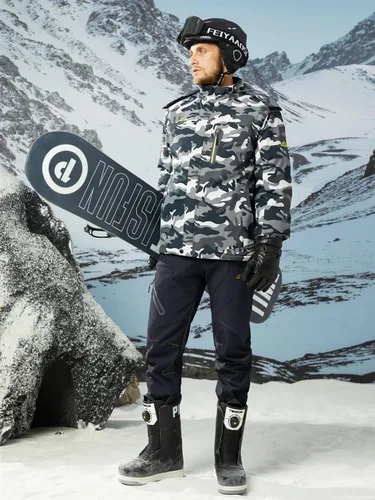 Miniatura 7 de MAGCOMSEN Pantalones de invierno para hombre, pantalones de nieve con forro polar, resistentes al agua, 4 bolsillos con cremallera, pantalones