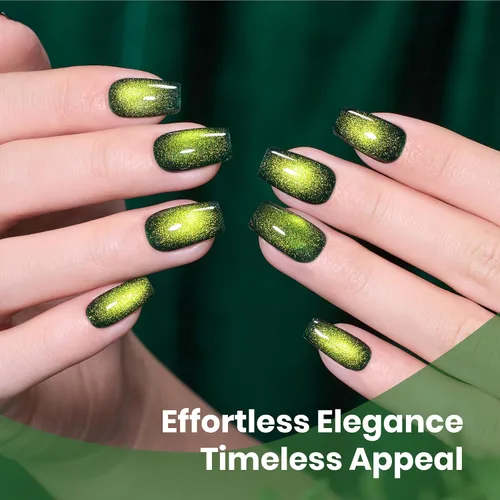 Miniatura 5 de Beetles Forest Flame - Esmalte de uñas de gel verde ojo de gato, 0.5 onzas líquidas, esmalte de gel verde ojo de gato con purpurina magnética H