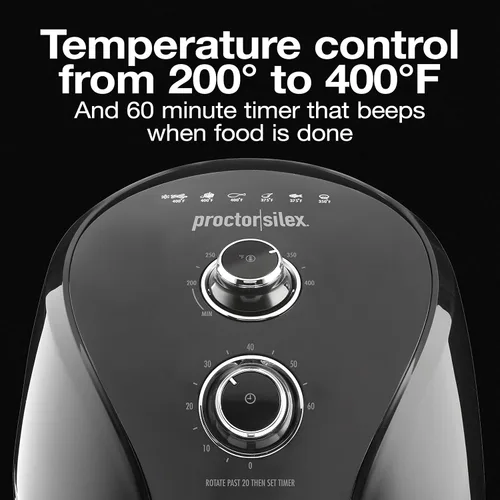 Miniatura 5 de Proctor Silex Horno freidora de aire de 5.8 cuartos de galón con control de temperatura, temporizador de 60 minutos, cesta antiadherente, 1700 W