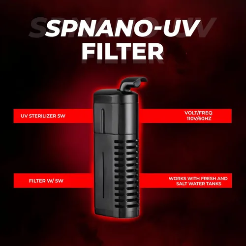 Miniatura 4 de Aquatop Filtro nano sumergible de 5 W, para 10-30 galones, caudal de 66 GPH, para agua cristalina, ideal para uso en agua dulce y salada, SPNANO-UV