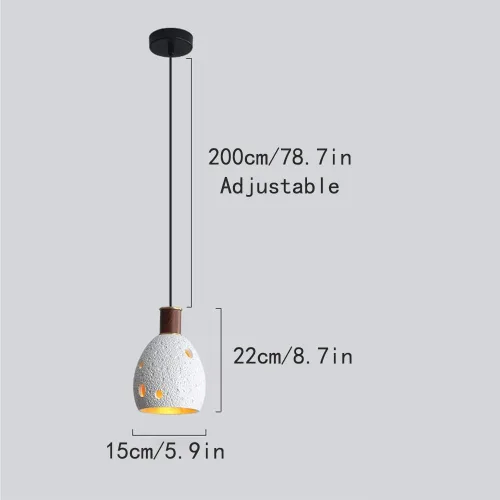Miniatura 2 de Moderna lámpara colgante de mesita de noche para dormitorio, lámpara colgante de piedra japonesa Wabi-Sabi con acabado de madera cilíndrica, lámpara