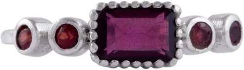 Miniatura 3 de Anillo de granate, peridoto y amatista para mujer, joyería en plata de ley 925, talla 5 a 13 de EE. UU