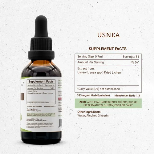 Miniatura 4 de Secrets of the Tribe Usnea Tintura Extracto de alcohol, Usnea (Usnea spp.) Liquen seco 2 oz