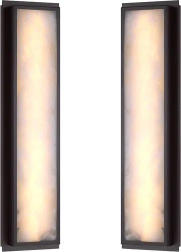 Miniatura 10 de Paquete de 2 lámparas de pared de cristal con acabado champán, lámpara de pared de estilo conciso moderno, pantalla de cristal poliédrico para baño