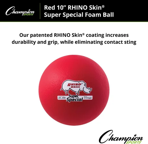 Miniatura 3 de Champion Sports Pelota de piel de rinoceronte súper especial, color rojo, 10 pulgadas