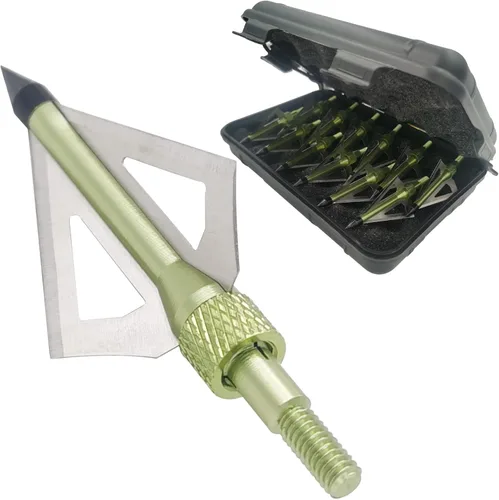 Miniatura 13 de Cabezas Anchas de Caza 12UN 100 Granos Cabezas de Flecha para Atornillar 3 Cuchillas Puntas de Flecha Compatibles con Ballesta y Arco Compuesto + 1
