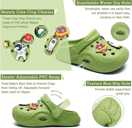 Miniatura 2 de Casazoe Zuecos de agua para niños y niñas pequeños, sandalias de agua sin cordones, ligeras, para exteriores, verano, playa, piscina