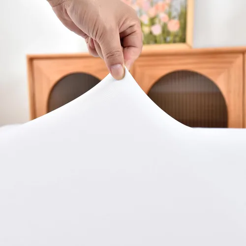 Miniatura 3 de Mantel ajustado blanco con elástico para mesas plegables de 48x48 pulgadas, manteles lavables y elásticos de elastano para mesas de cartas, manteles