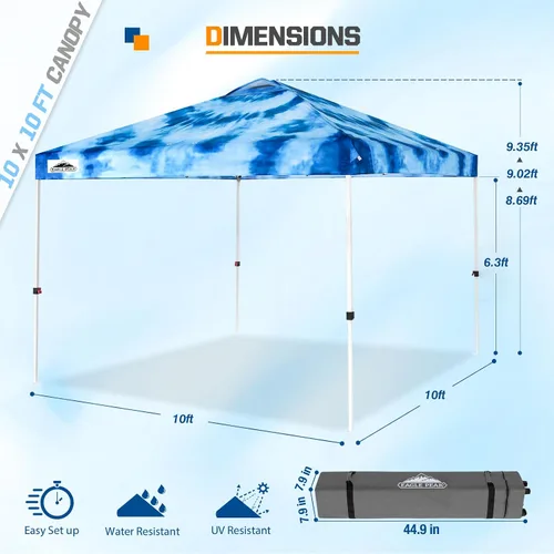 Miniatura 29 de EAGLE PEAK Tienda de campaña desplegable con bolsa de transporte con ruedas, 8 estacas, 4 cuerdas, 4 bolsas de peso, toldo de tienda de campaña