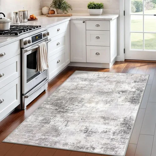 Miniatura 1189 de IOHOUZE Alfombra abstracta lavable de 3 x 12 pies para pasillos, antideslizante para cocina, camino de entrada de lana sintética para interiores