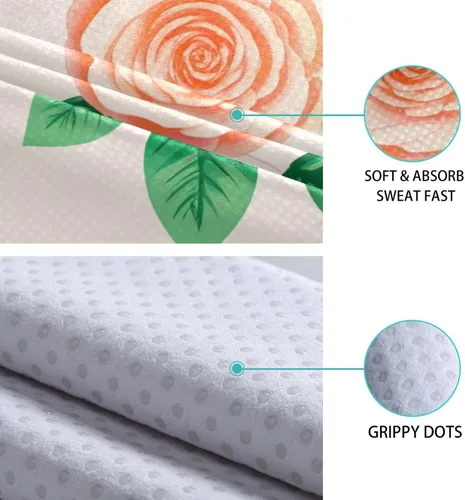 Miniatura 4 de Flower Yoga Towel 73 x 27 Inch Absorbent Non-Slip Yoga Mat Towel for Gym Pilates Hot Workouts