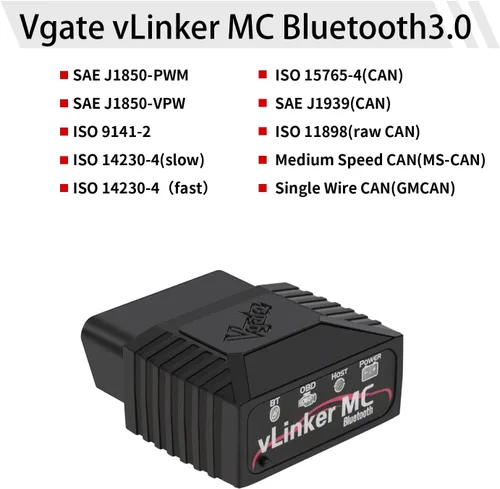 Miniatura 3 de Vgate vLinker MC Bluetooth 3.0 OBD2 escáner lector de código herramienta de escaneo de diagnóstico para Android y Windows, negro