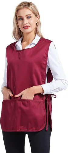 Miniatura 4 de Nanxson Delantal de zapatero unisex con 2 bolsillos profundos, paquete de 2 Smock con lazos laterales para el trabajo de la cocina CF3137