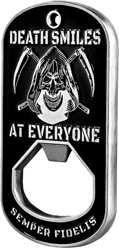 Miniatura 6 de Military Gift Shop One USMC Death Smiles at Everyone – Marines Smile Back - Abridor de botellas de identificación para perro – Abrebotellas