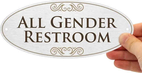 Miniatura 3 de Señal de baño de SmartSign para todas las personas para puerta, con adhesivo de 3M y agujeros pretaladrados, 3.5 x 8 pulgadas, señal de baño