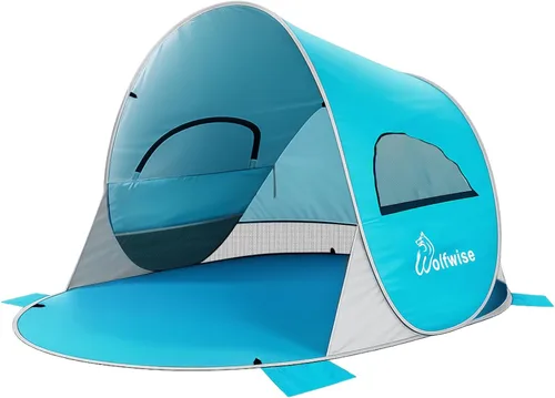WolfWise carpa para playa desplegable fácil de armar con FPS 50+, brinda sombra y protección al instante
