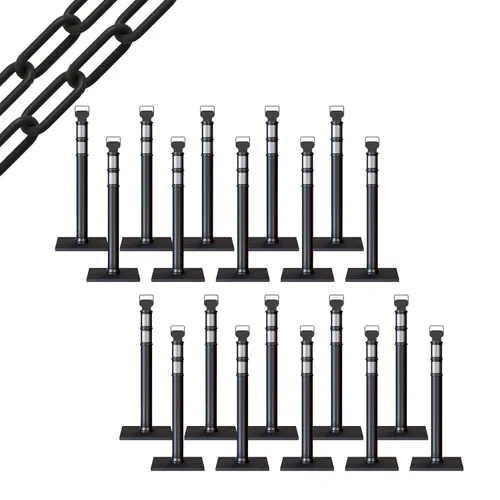 Miniatura 87 de Trafford Industrial - Juego de 20 postes de delineador de 45 pulgadas, collares reflectantes de 3 pulgadas, base de goma de 10 libras