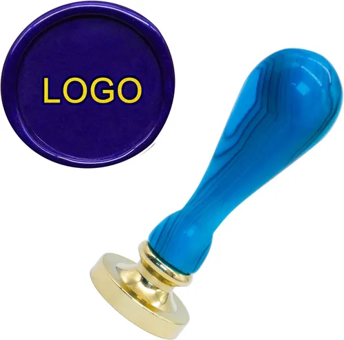 Miniatura 4 de SWANGSA Sello de cera personalizado, mango de ónix azul, sello de sellado personalizado, ideal para decorar invitaciones de boda, fiesta, embalaje