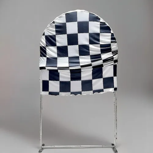 Miniatura 3 de Fundas de fondo de arco con textura de cuadros blancos y negros, bandera a cuadros de 2.5 x 6 pies, fondo de pared elástico para fotografía
